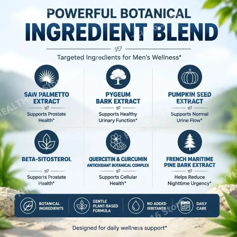 Docteat FlowRevive Próstata Saúde Função Urinária Cápsulas Botânicas com Saw Palmetto e Extrato de Casca de Pygeum 60 Cápsulas