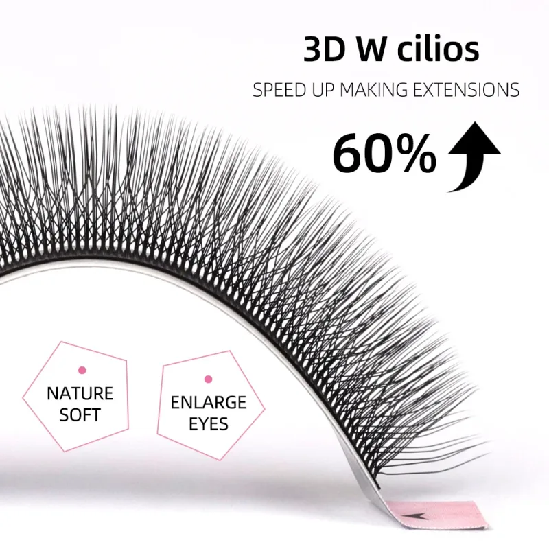 W 型 3D 三葉草眼睫毛延長柔軟黑色睫毛預製捲扇睫毛 3D 仙女穗手工編織睫毛