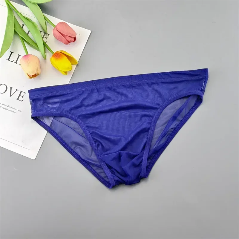 Plus Size Transparent Underwear See Through Sexy Briefs for Men with Pouch Nylon Hombre Slips Breathable Male Panties XL-4XL