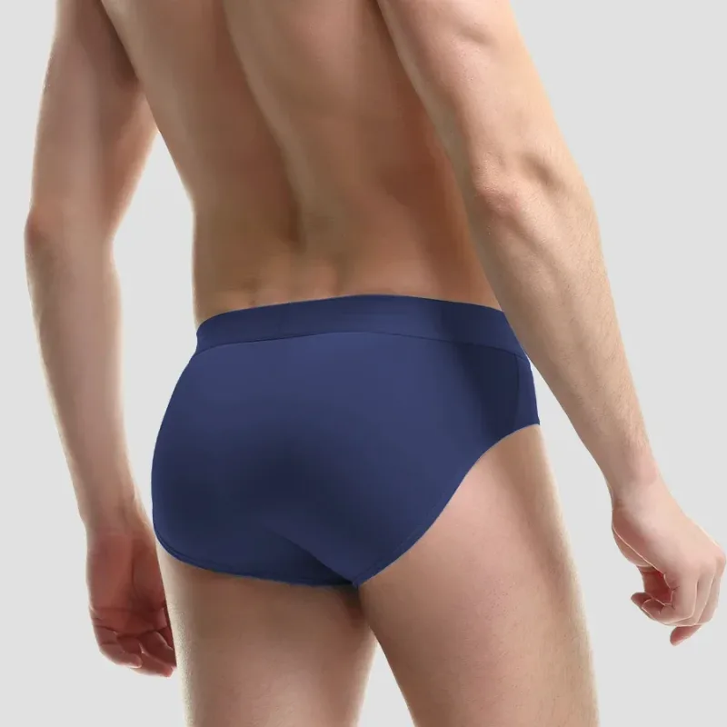 3 peças de gelo masculino - roupa íntima de seda. Estilo fino para o verão, com cuecas em U convexas. Shorts respiráveis ​​de cor sólida