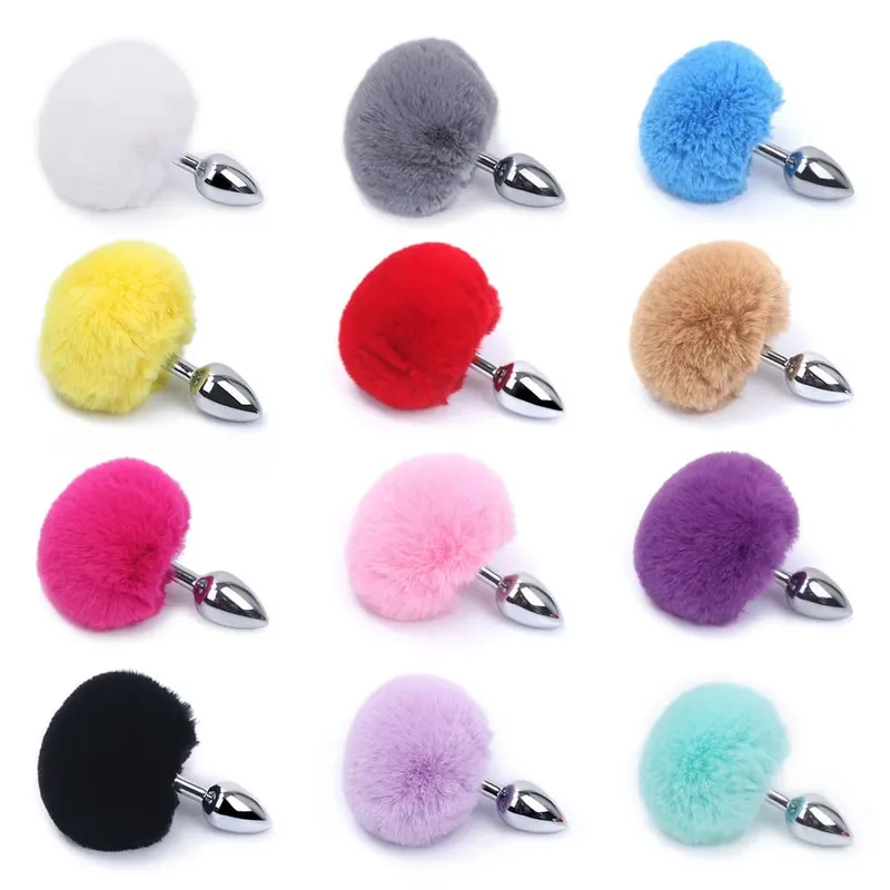 Metal Plush Rabbit Tail Anal Plug Prostate Massager Butt Plug Rabbit Ear BDSM Cosplay Erotic Sex Toys for Women Adults Sex Game