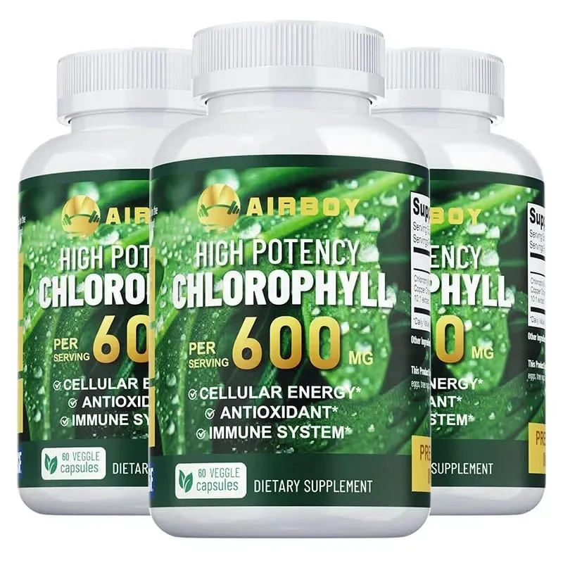 Chlorophyll Supplement 600mg - Supports The Immune System Reduces Body Odor and Bad Breath Boosts Energy Antioxidant