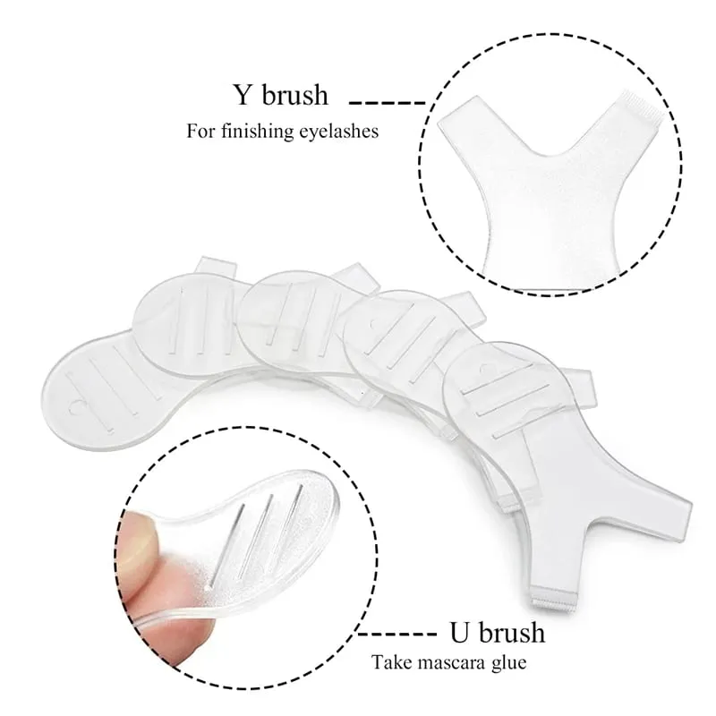 Escova transparente em forma de y para levantar cílios, mini pente de plástico reutilizável, escova modeladora de cílios, acessório de ferramenta de escova modeladora 3D