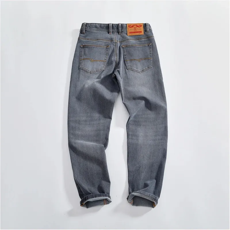 2026 outono novo americano retro resistente ao desgaste estiramento vários bolsos jeans moda masculina lavado calças cônicas retas