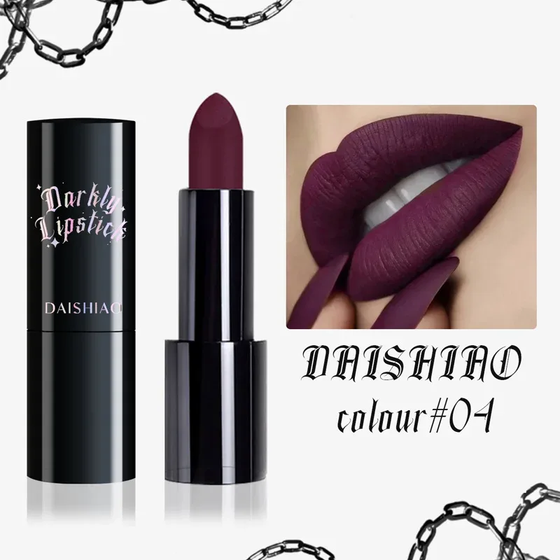 Batom noturno escuro de Halloween à prova d'água e de longa duração preto escuro roxo fosco batom maquiagem cosméticos para lábios