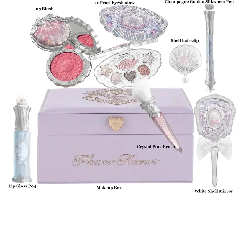 Flor saber morango rococó tudo-em um conjunto de presente kit de maquiagem completo espelho de jardim profissional blush em pó creme labial flowerknows — image 10
