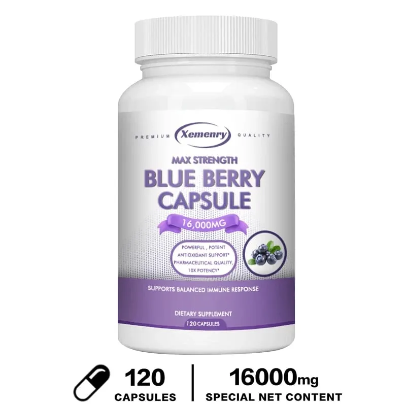 Suplemento de Extrato de Mirtilo 16000mg 120 Cápsulas - Não OGM
