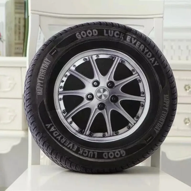 Simulação 3d pneu de carro travesseiro de pelúcia realista impresso roda almofada criativo engraçado sofá lance travesseiro auto entusiasta decoração presente