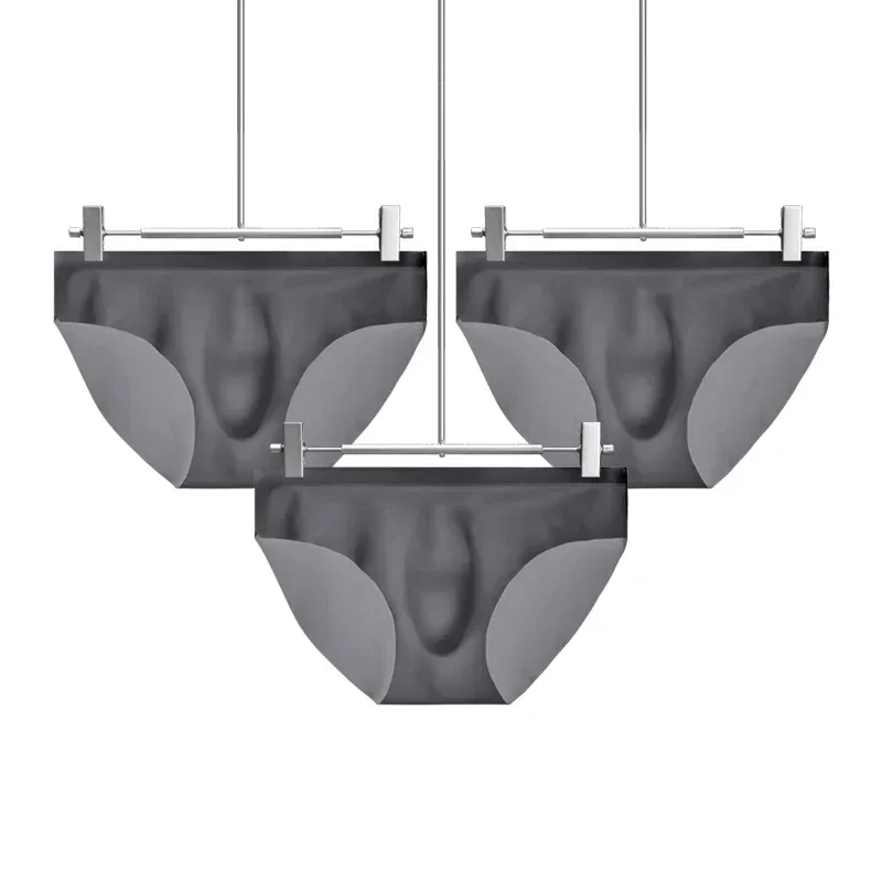 3 peças cuecas masculinas de seda gelada, verão respirável, secagem rápida, shorts sem costura, transparente ultrafino, personalizado l