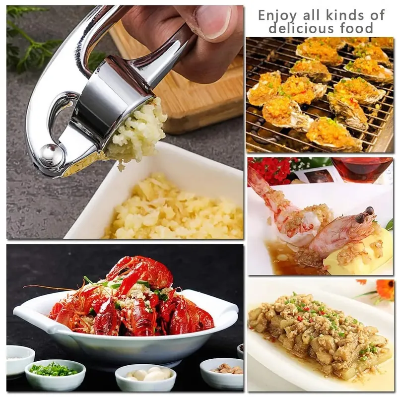 Kitchen Premium Garlic Press Rocker Crusher Dishwasher Safe Professional Garlic Mincer Grinder Tool - Easy-Squeeze Easy-Clean — image 3
