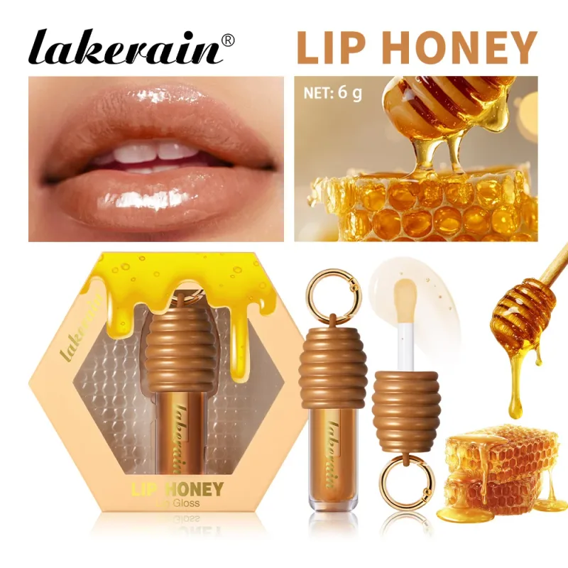 Lakerain Honey Lip Gloss Glossy Texture Lightweight Non-sticky Long Lasting Moisturized Gorgeous Glossy Finish Smooth Lip Makeup