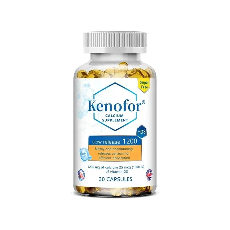 Suplemento de cálcio de liberação sustentada de 1200 mg com vitamina D3 para apoiar os ossos musculares e a saúde digestiva