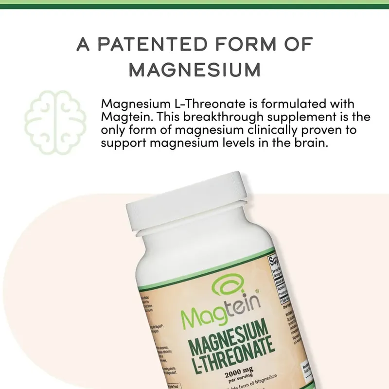 L-Treonato de Magnésio Sono e Suporte Cognitivo - alta Absorção - Forma Mais Biodisponível de Magnésio - 2000mg -120cápsulas
