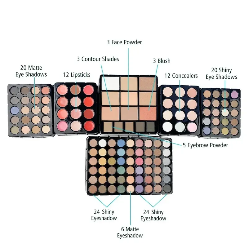 Conjunto de maquiagem caixa sombra lábio blush unha polonês sobrancelha lápis multi-funcional paleta natal casamento presentes de aniversário cosméticos