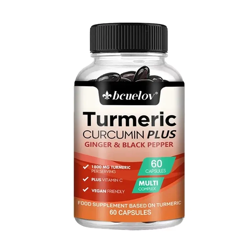 Suplemento de cúrcuma com extrato de curcumina, gengibre e pimenta preta para apoiar a mobilidade articular e a saúde muscular e óssea