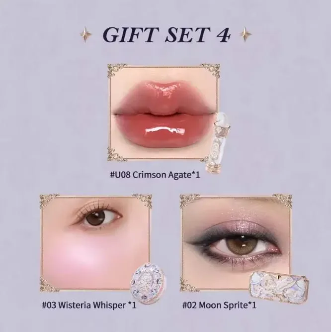 Makeup Set Flower Knows Butterfly Cloud Collar Collection Makeup Gift Set Includes Eyeshadow Blush Lipstick Vegan&Cruelty-Free