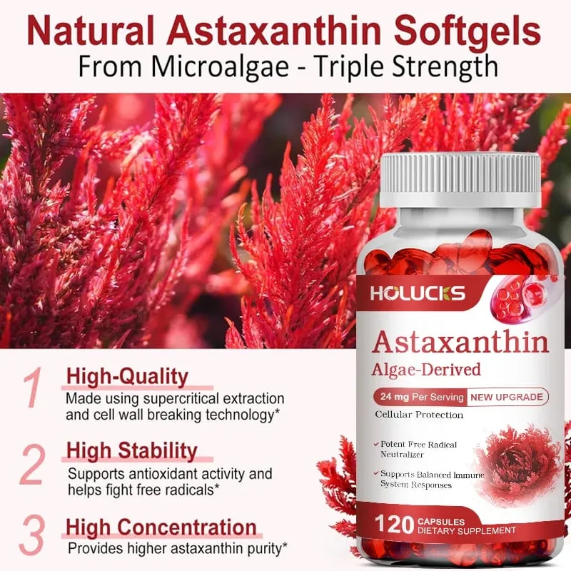 Cápsulas de astaxantina com extrato de algas e antioxidantes apoiam a saúde ocular, conforto articular e equilíbrio imunológico