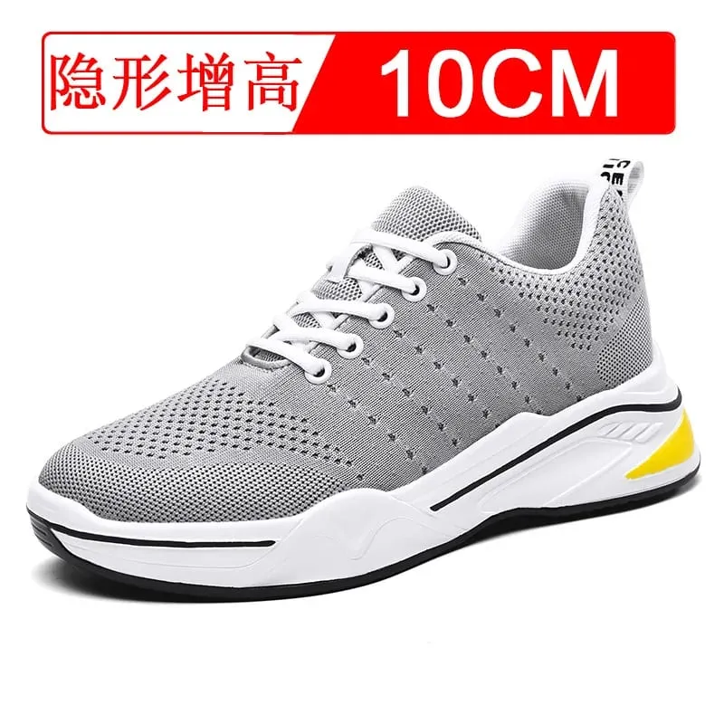 Sapatos de aumento invisível para homens 8cm material de malha respirável sapatos esportivos indoor sapatos casuais