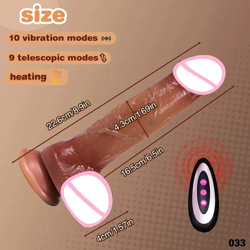 9 Vibration Modes 3 Stretching And 3 Shaking Modes Dildo Electric Female Sex Toy Silicone Dildo Telescopic Vibration Heating 18+
