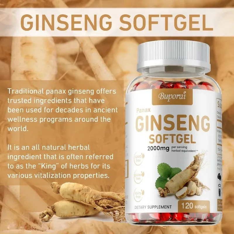 Panax Ginseng Capsules Ginseng Root Extract Supports Energy Strength Vigor Performance in Women and Men