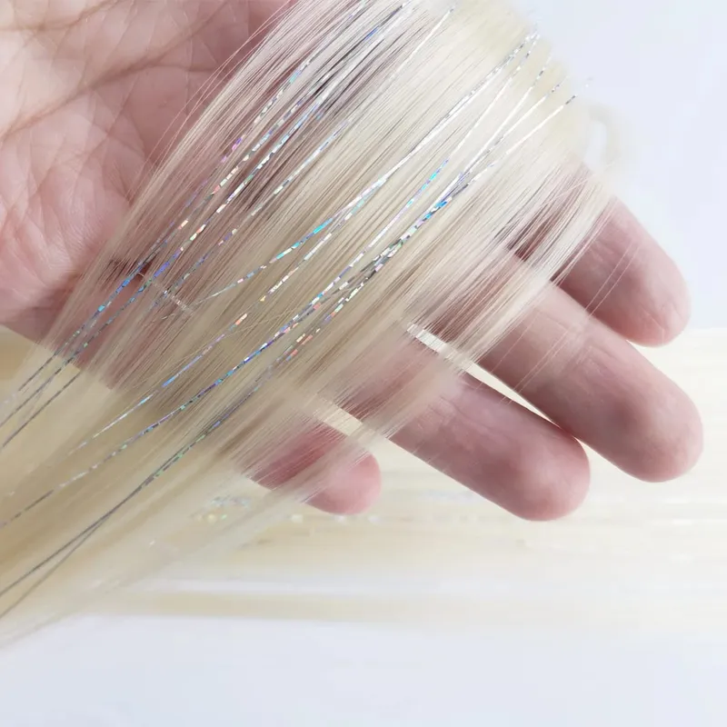 Clipe em extensões de cabelo coloridas mistas prateadas enfeites de cabelo sintético arco-íris destaques de festa de feriado para mulheres e meninas