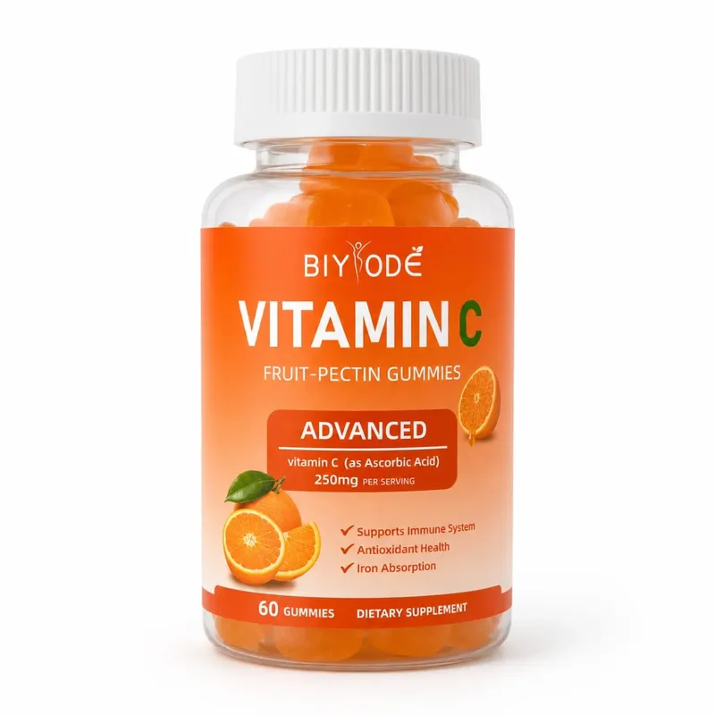 Vitamin C Gummies 250mg with Vitamins A and E Orange Fruit Pectin Chewables 60 Count Daily Nutrition for Adults Men & Women