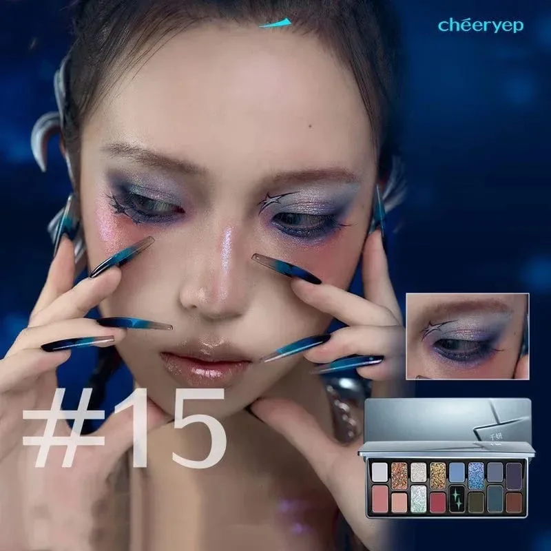 Chéeryep 化妝套裝閃光眼影調色盤唇膏棒保濕潤唇膏鏡 6 件組前燕套裝女式多合一