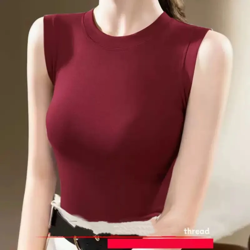 1 pçs primavera verão feminino malha regata menina fina topos senhora básico casual regata gola redonda camisetas sem mangas topo m ~ 3xl