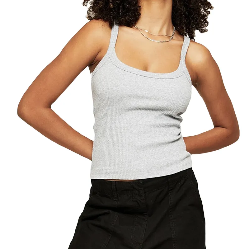 Women´s Solid Color Tank Tops Basic Vest Ribbed Sleeveless U Neck Slim Fit Cropped Tops — image 9