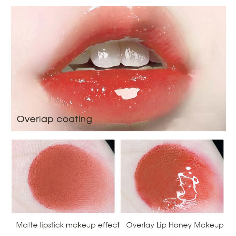 Conjunto de quatro pacotes de brilho labial caixa de brilho labial gelatinoso brilho labial hidratante lábios de vidro não é fácil de colar no copo