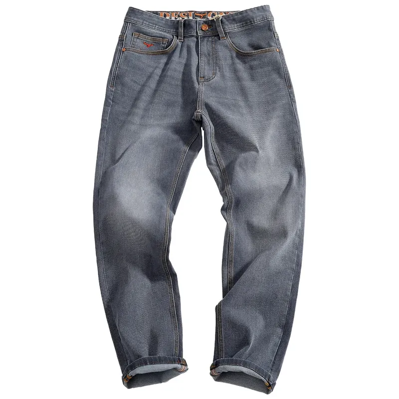 2026 outono novo americano retro resistente ao desgaste estiramento vários bolsos jeans moda masculina lavado calças cônicas retas
