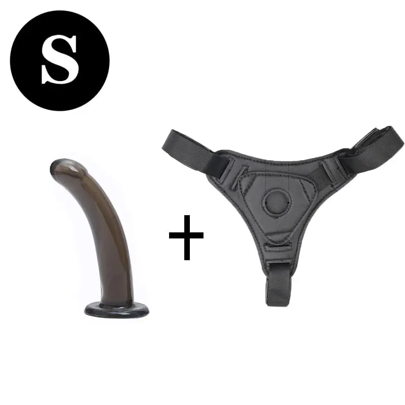 Lesbian Realistic Strapon Dildo Panties Strap-on Harness Belt with Silicone Anal Plug Suction Cup for Women Gay Sex Toys
