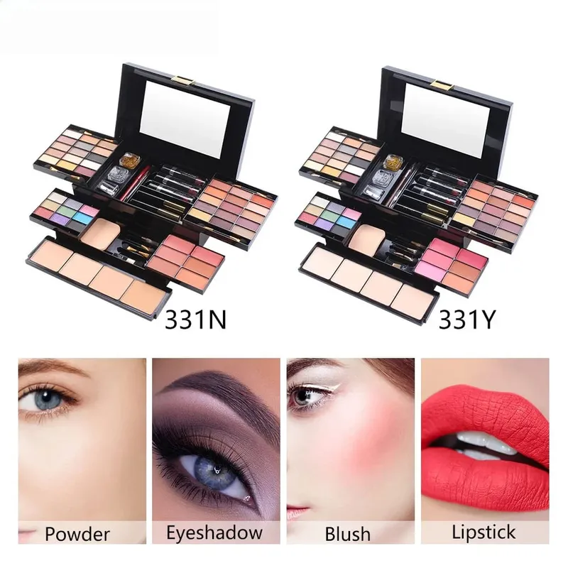 56 pçs kit de maquiagem profissional conjunto de maquiagem com caso de maquiagem feriado beleza presente conjunto starter cosméticos kits completos para mulher
