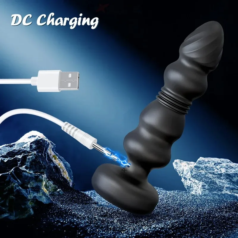 Empurrando Plugue Anal Vibrador Contas Anal Masculino Massageador de Próstata Telescópica Vibratória Butt Plug Estimulador Brinquedos Sexuais para Mulheres Homens