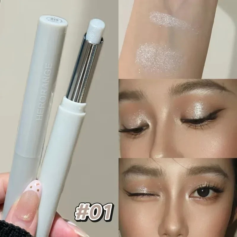 Punk Purple Metallic Eyeshadow Stick Waterproof Lasting Pearlescent Glitter Eye Shadow Highlight Eyeshadow Fine Shiny Eye Makeup