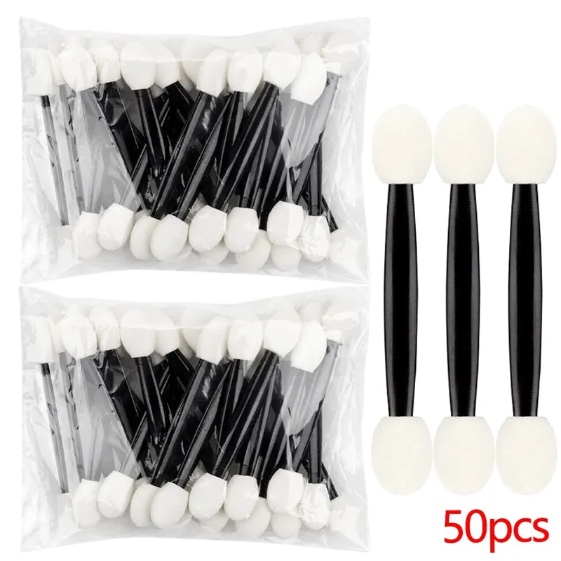 50/200 pçs aplicadores de sombra dupla face escova de sombra de olho pincéis de esponja de maquiagem para meninas ferramenta cosmética aplicadores de beleza
