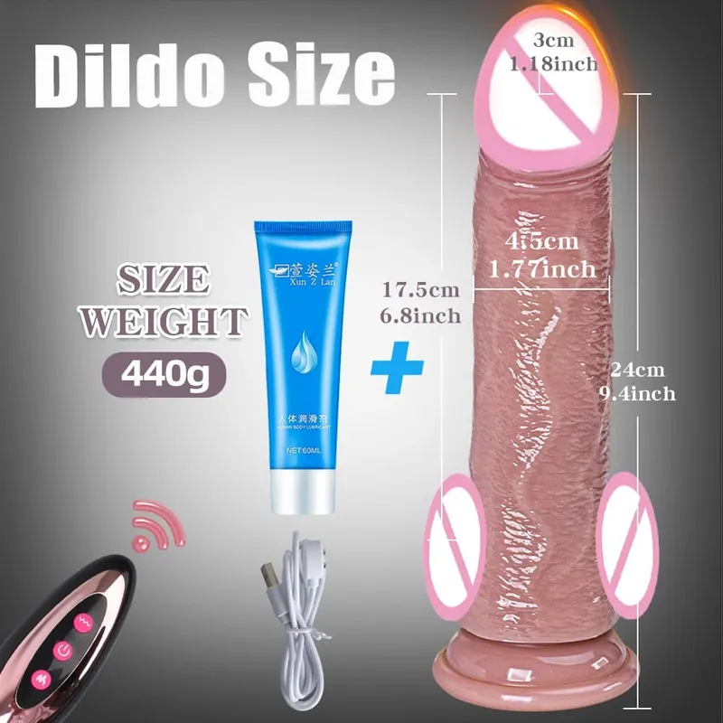 Vibrador realista vibrador telescópico aquecimento pênis controle remoto galo empurrando pau grande masturbação para mulheres brinquedos sexuais adultos