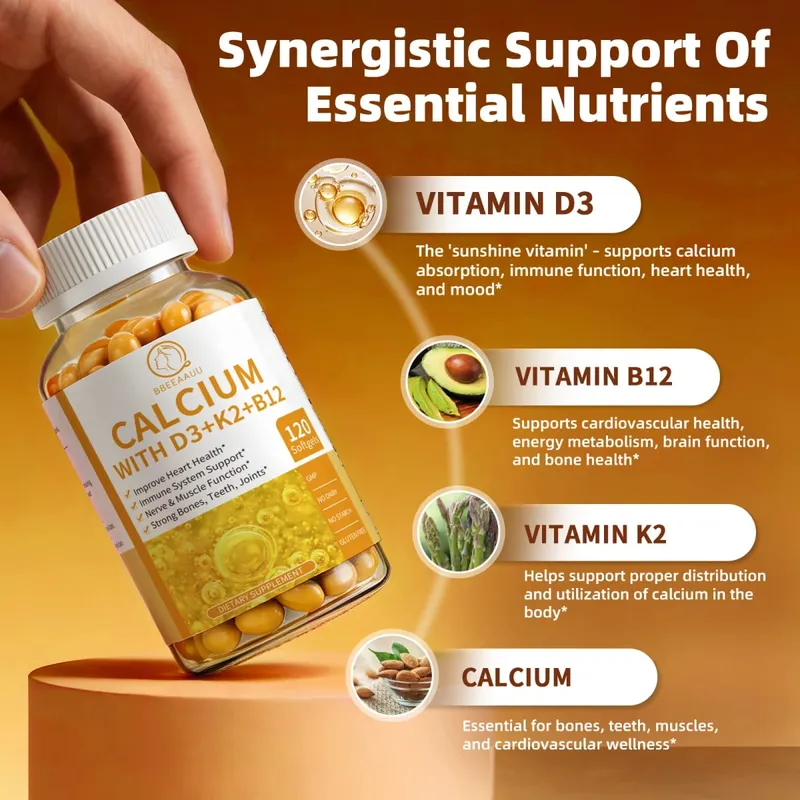 Vitamin D Calcium Capsules Helps Calcium Absorption Strengthen Bone and Tooth Improve Osteoporosis Adult Health Food