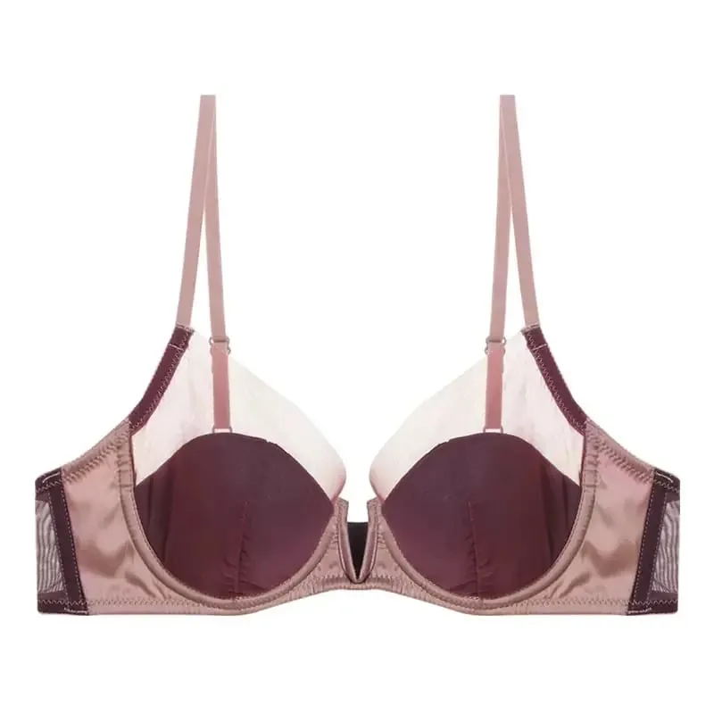 Malha francesa sexy suave roupa interior push-up copo fino sutiã macio underwire — image 11