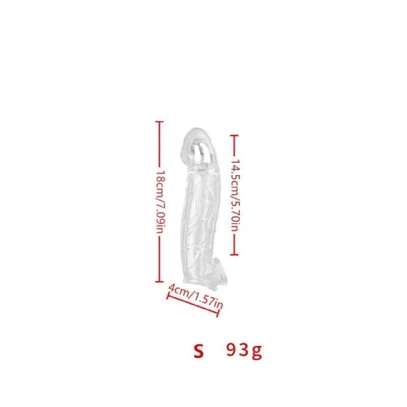 3 Size Reusable Penis Sleeve Soft Clear Cock Sleeve Penis Extender Adult Sex Toys for Men Women Durable Penis Enlarger Male