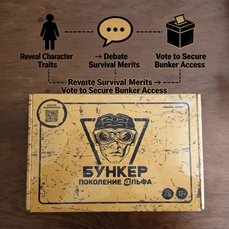 BUNKER: ALPHA GENERATION (versão russa) - Jogo de dedução social apocalíptico para adultos Experiência estratégica de sobrevivência em mesa