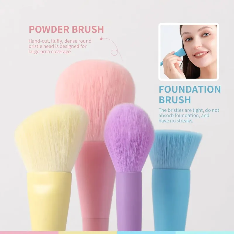 17 cores multi-cor pincéis de maquiagem macaron cor pincéis sombra fundação conjunto de pincéis de maquiagem colorido ferramentas de maquiagem conjunto completo