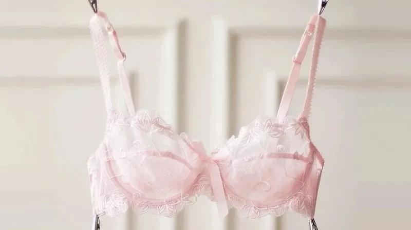 Bralette transparente não acolchoado para peitos pequenos, sutiã de renda ajustável ultrafino, conjunto de lingerie sexy com gola halter para mulheres BANERDANNI