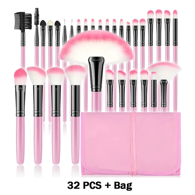 Conjunto de pincéis de maquiagem, 10/32 peças, pó macio, base, contorno, blush, corretivo, sombra, iluminador, ferramenta de beleza