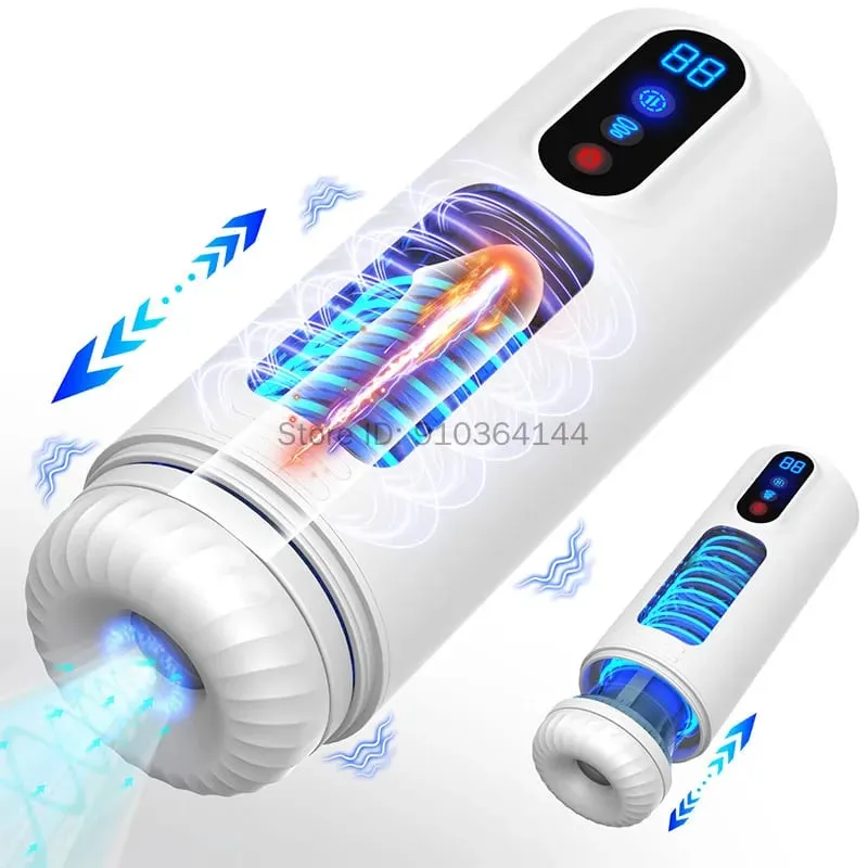 Sucção telescópica automática aquecimento masturbador masculino realista pênis bomba bolso buceta 9 máquina de sexo vibratório brinquedos sexuais para homem