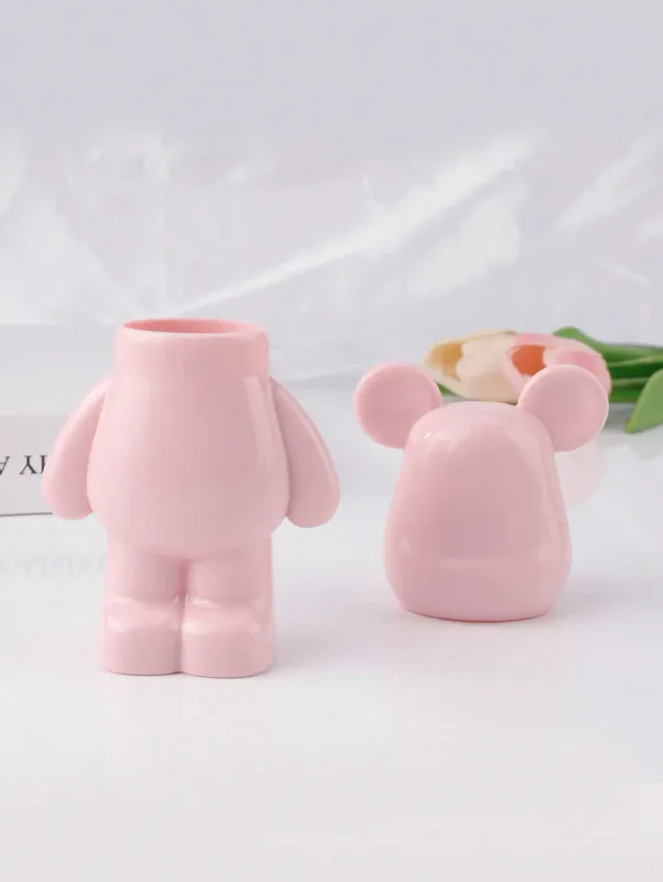 Conjunto de pincéis de maquiagem com estampa de cereja, 4 unidades, com estojo de armazenamento em forma de urso fofo, cerdas macias, blush, sombra, detalhes, kit de pincéis de maquiagem