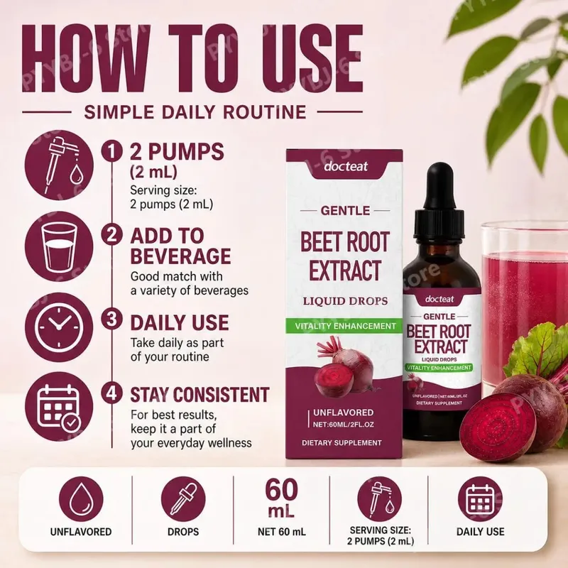 Docteat extrato de raiz de beterraba gotas líquidas sem sabor apoia a saúde cardiovascular apoia o desempenho da atividade física 60 ml