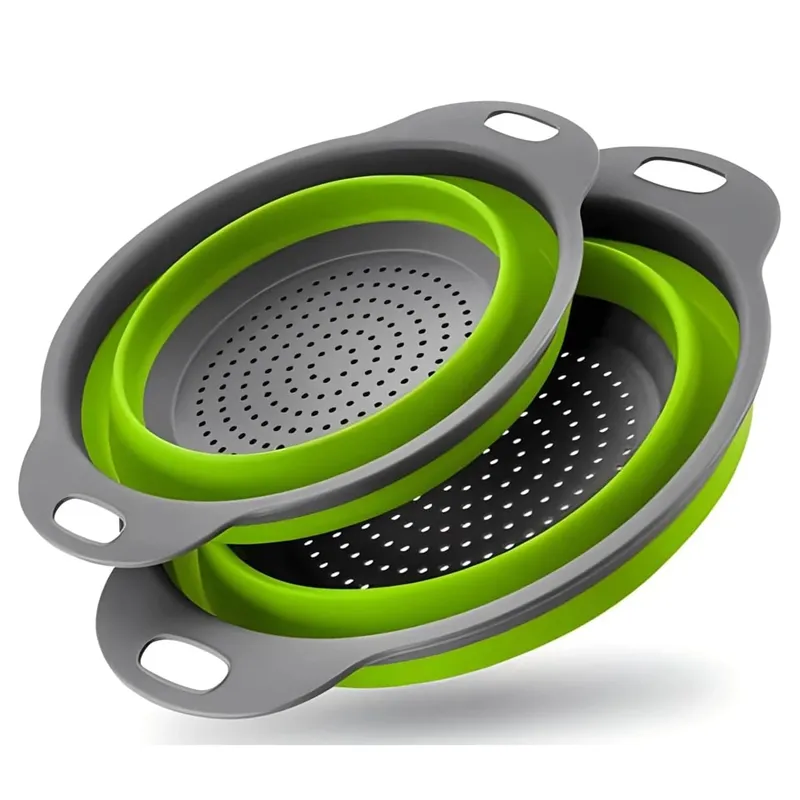 Coador de macarrão dobrável, escorredor de cozinha para drenar frutas, cozinha, filtro de silicone, cestas de vegetais, pia, tigela de lavagem