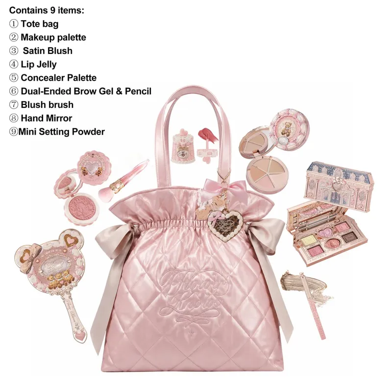 Flower Knows Limited Edition Diamond Pattern Tote Bag Makeup Set Eyeshadow Concealer Blush Eyeliner Lipstick Beauty Collection