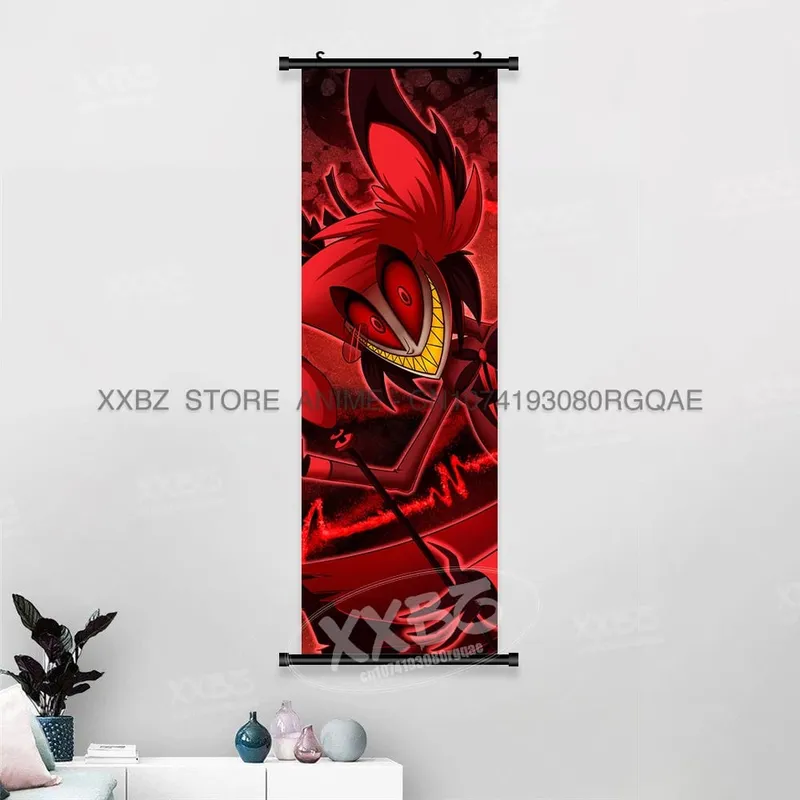 Simple Black Comedy Hazbin Hotel Home Decoration Hanging Painting Cartoon Wall Artwork Scrolls Picture Room Canvas Print Posters